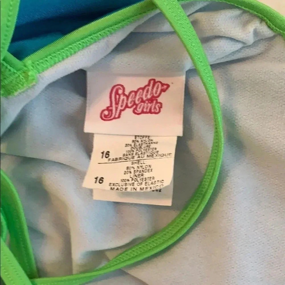 SPEEDO Girls Racerback Swimsuit Blue Metallic One-Piece - Picture 4 of 4